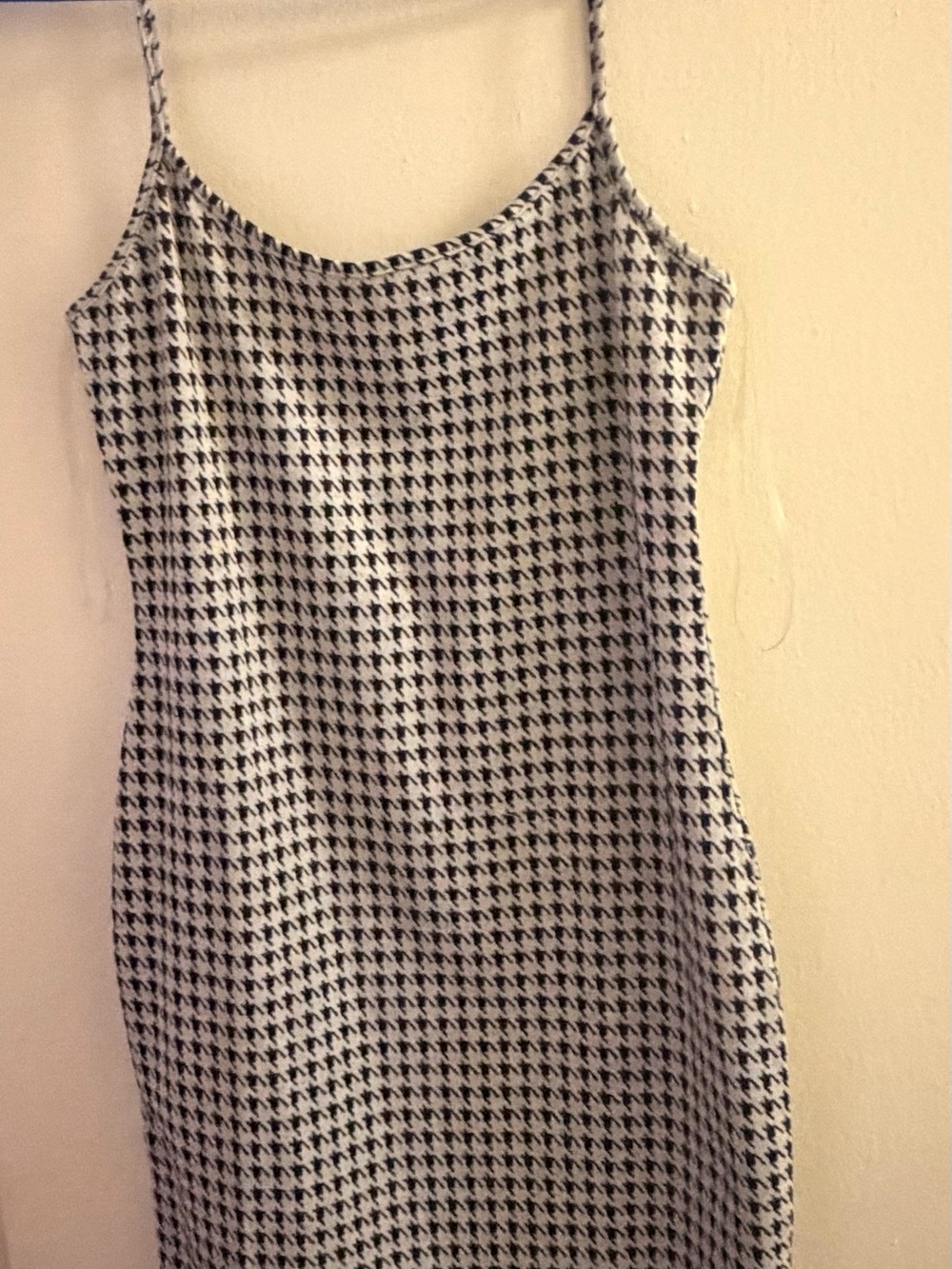 Houndstooth Slip Cami Top - Black & White